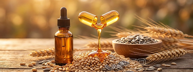 Golden Vitamin E oil and wheat germs