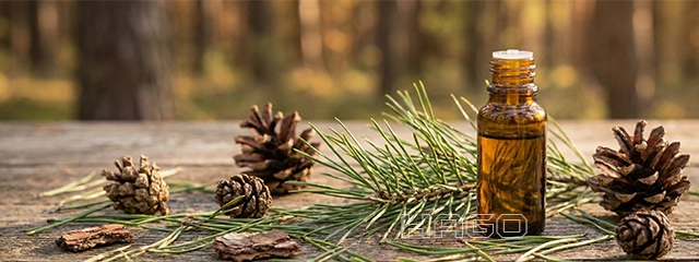Scots pine branches and oil radiating vitality