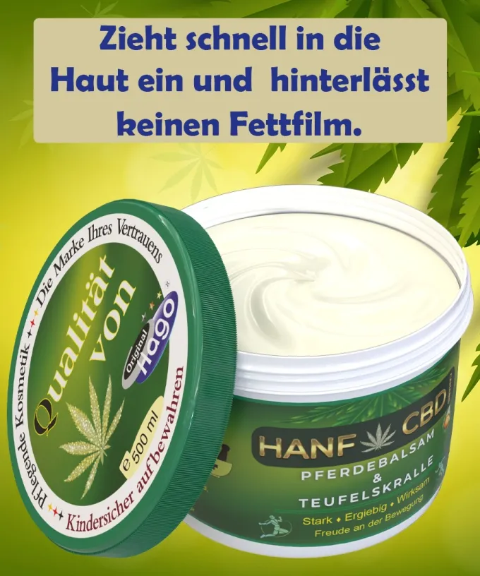 Hanf & Cannabis mit Pferdebalsam und Teufelskralle 500 ml